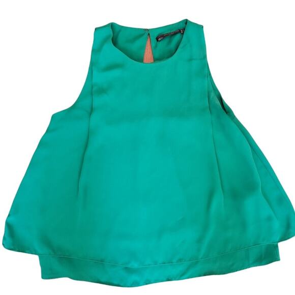 ZARA GREEN SLEEVELESS LAYERED TANK WITH KEY HOLE BACK SIZE XS - Picture 1 of 6
